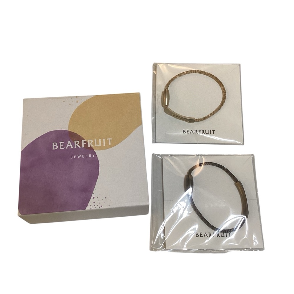 Bearfruit Jewelry Mesh Bracelet Set Modern‎ Minimalist Design Gold & Gunmetal